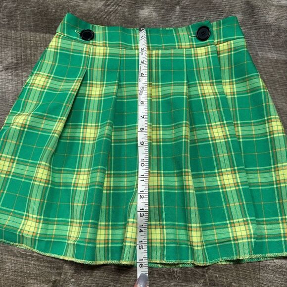 TOPSHOP Green Plaid Mini Skirt Size 2 - Picture 4 of 8